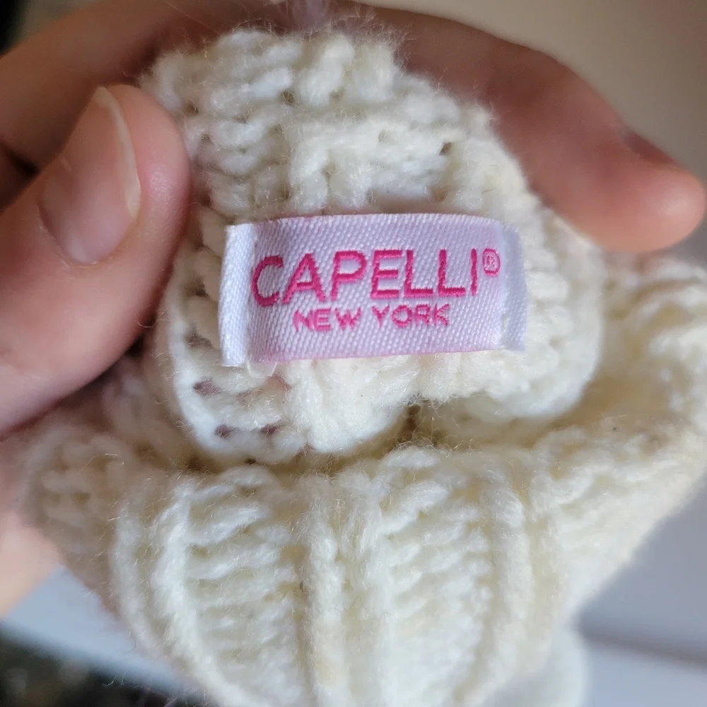 Capelli colorful fur knit mittens pastel pink Teal purple